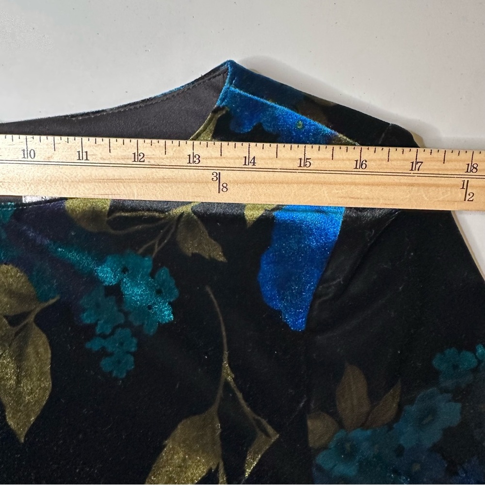 Vtg ✨GORGEOUS ✨David Warren NY Velvet Floral Maxi Dress Size 14 Long Sleeve SOFT - Picture 9 of 14